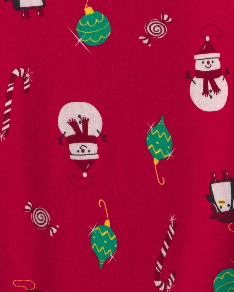 Kids 2-Piece Christmas Penguin Snug Fit 2-Piece Pyjama Set - Red, image 2 of 3 slides