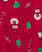 Kids 2-Piece Christmas Penguin Snug Fit 2-Piece Pyjama Set - Red, image 2 of 3 slides