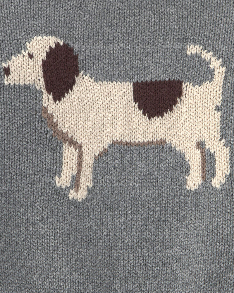 Baby Organic Cotton Dog Sweater Knit Pullover, image 3 of 4 slides