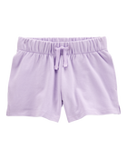 Kid Pull-On French Terry Shorts - Purple, image 1 of 4 slides