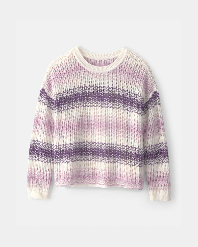Girls Striped Sweater - Purple, image 1 of 3 slides