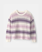 Girls Striped Sweater - Purple, image 1 of 3 slides