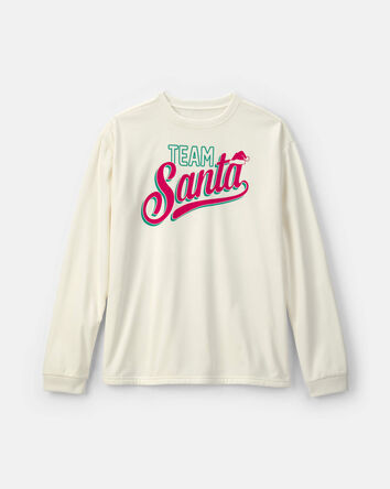 Adult Team Santa' Christmas Fleece Loose Fit Pyjama Top - Cream, 