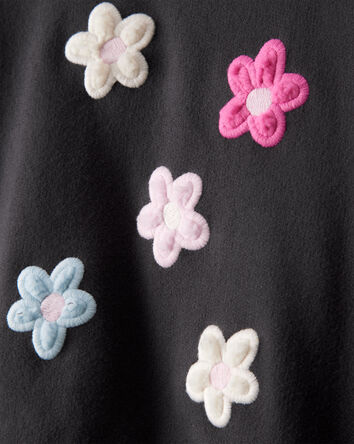 Baby Girl Floral French Terry Long-Sleeve Pullover Sweatshirt - Black, 