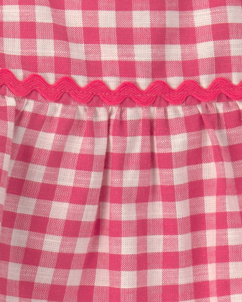 B&eacute;b&eacute; fille - Ensemble 2 pi&egrave;ces haut et pantalon &agrave; carreaux - Rouge, image 3 sur 3 diapositives