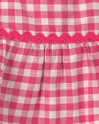 B&eacute;b&eacute; fille - Ensemble 2 pi&egrave;ces haut et pantalon &agrave; carreaux - Rouge, image 3 sur 3 diapositives