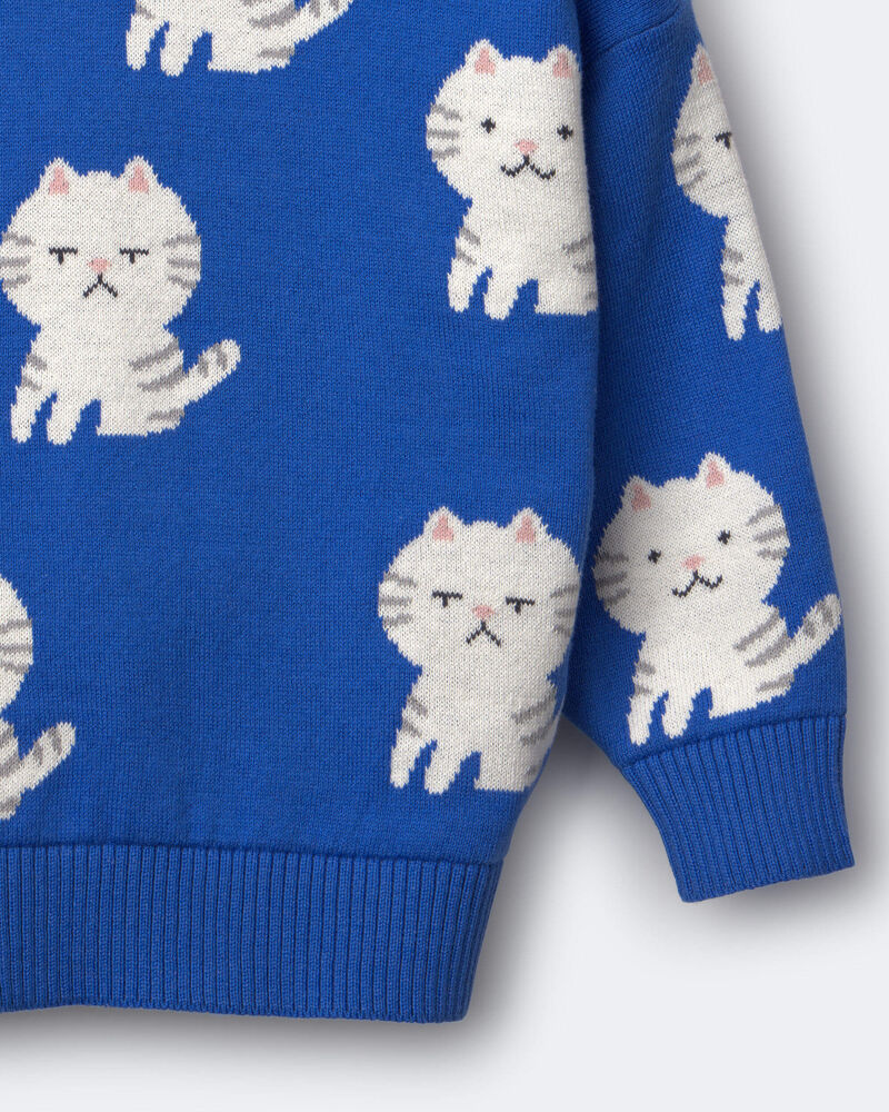 Toddler Girl Pullover Sweater - Royal Blue, image 2 of 2 slides