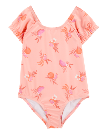 Toddler 1-Piece Fruit Swimsuit-Coral, 