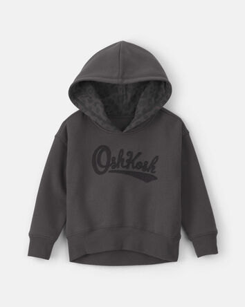 Toddler Girl Leopard Fleece Logo Hoodie - Black, 