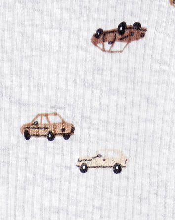 Baby Boy Car 2-Way Zipper Textured Sleeper, 