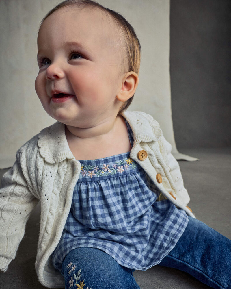 B&eacute;b&eacute; fille - Cardigan &agrave; motif jacquard &ndash; Cr&egrave;me, image 2 sur 6 diapositives
