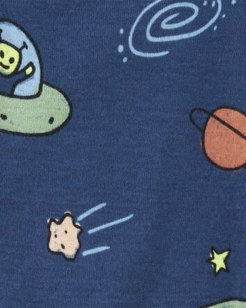 Toddler 1-Piece Space Print 100% Snug Fit Cotton Footie Pyjamas, 