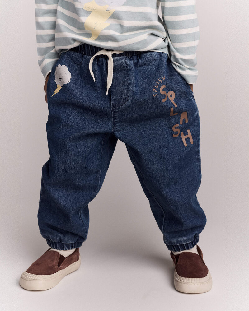 Toddler 'Splish, Splash' Jogger Pant in Denim - Blue, image 1 of 7 slides