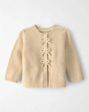 Baby Girl Organic Cotton Sweater with Bows, 