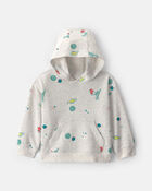 Toddler Boy Dinosaur French Terry Hoodie - Grey, image 1 of 3 slides