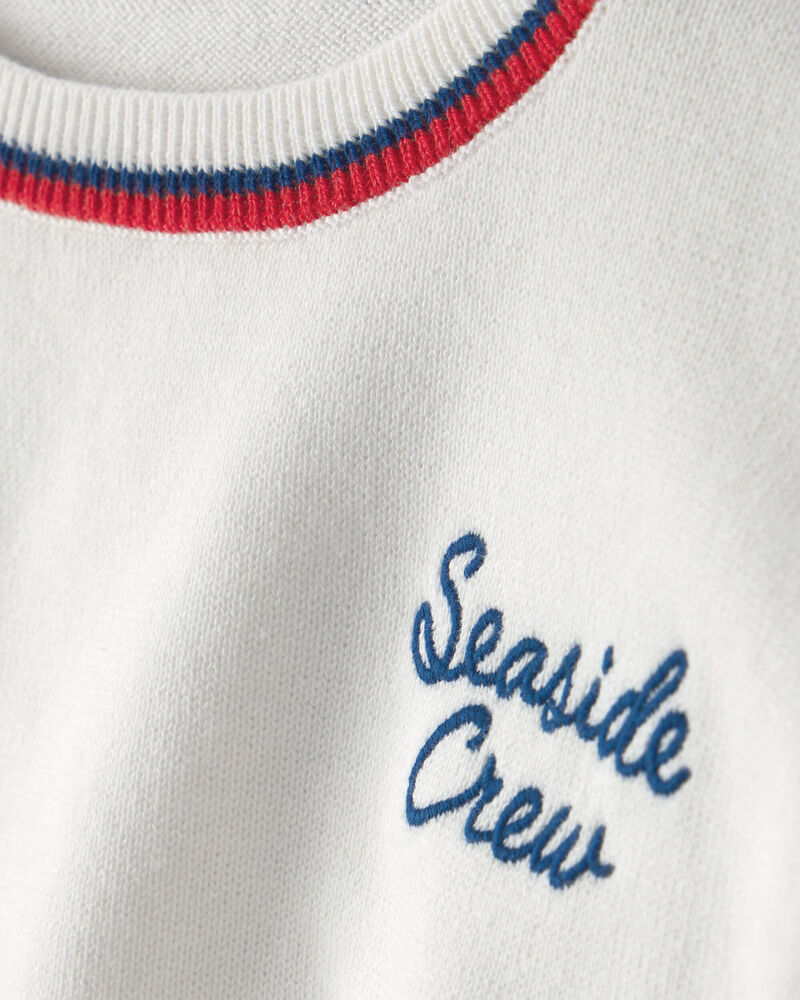 Girls 'Seaside Crew' Nautical Sweater - White, image 3 of 5 slides