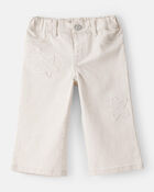 Baby Floral Embroidered Iconic Denim Wide Leg Jeans - Cream, image 1 of 5 slides