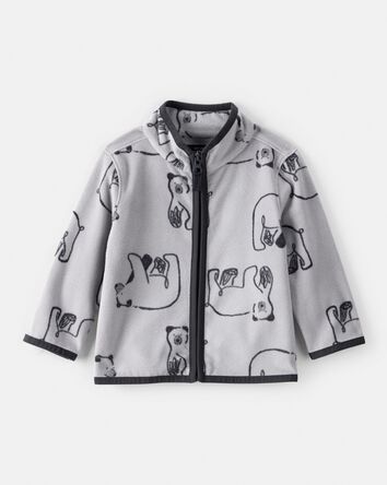 Toddler Boy Polar Bear Microfleece Zip-Up Jacket - Grey, 