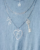 Girls Charm Necklace Long-Sleeve Graphic Tee - Blue, image 2 of 4 slides