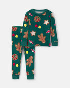 B&eacute;b&eacute; - Pyjama ajust&eacute; 2 pi&egrave;ces en DreamPlush &agrave; motif pain d&rsquo;&eacute;pice de No&euml;l &ndash; Vert, image 1 sur 2 diapositives
