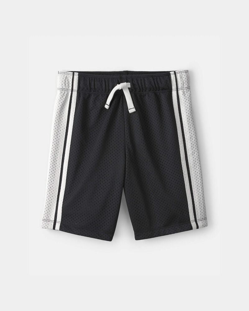 Boys Striped Mesh Active Shorts - Black, image 1 of 5 slides