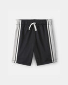 Boys Striped Mesh Active Shorts - Black, image 1 of 5 slides