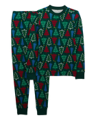 Adult 2-Piece Christmas Tree 100% Snug Fit Cotton Pyjamas, image 1 of 3 slides