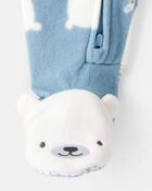 Toddler Boy 1-Piece Polar Bear Fleece Footie Pyjama - Blue, image 3 of 4 slides