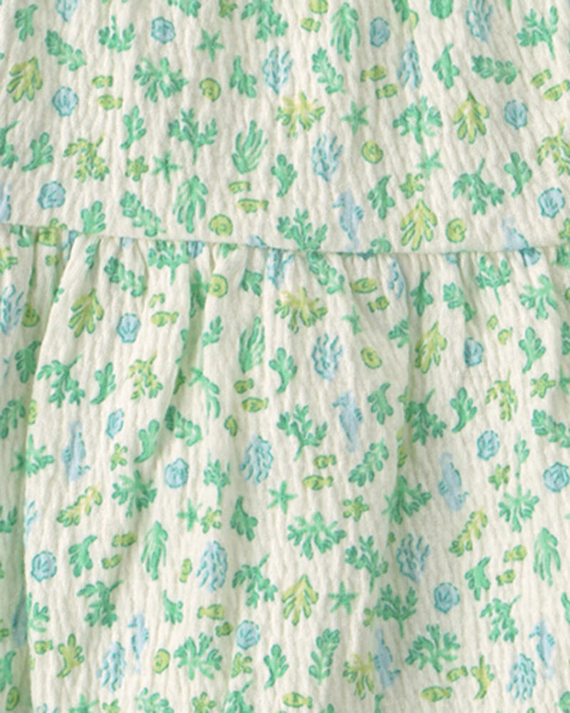 B&eacute;b&eacute; fille - Ensemble 3 pi&egrave;ces haut, cache-couche et short, coquillage - Vert/ivoire, image 4 sur 5 diapositives