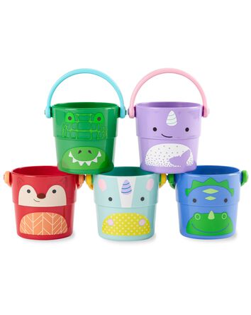 Jouet de bain pour b&eacute;b&eacute;s Zoo seaux &agrave; empiler et &agrave; verser, 