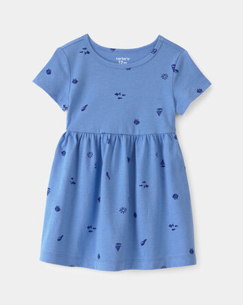 B&eacute;b&eacute; fille - Robe &agrave; manches courtes, coquillages - Bleu, 