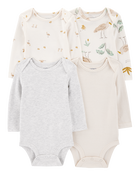 Baby 4-Pack Stork Long Sleeve Bodysuits, image 1 of 6 slides