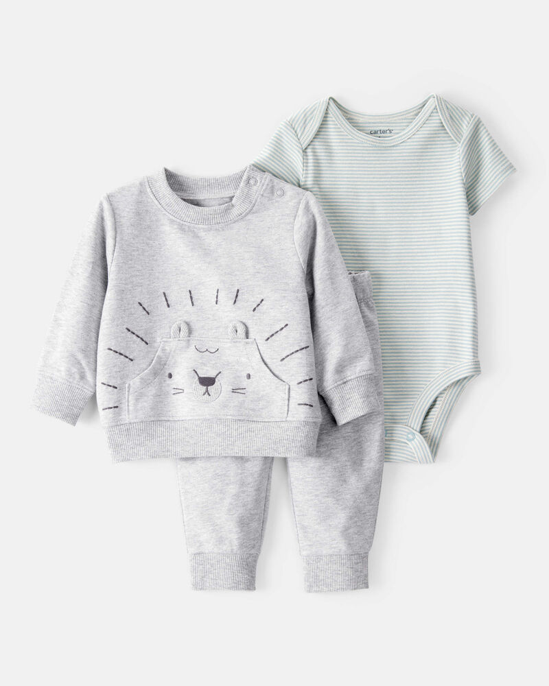 Baby 3-Piece Lion Little Cardigan Set, image 1 of 4 slides