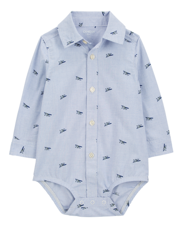 Baby Airplane Print Long-Sleeve Bodysuit, 