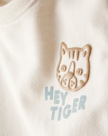 Toddler Boy Hey Tiger' French Terry Sweatshirt & Pant Set - Blue/Cream, 