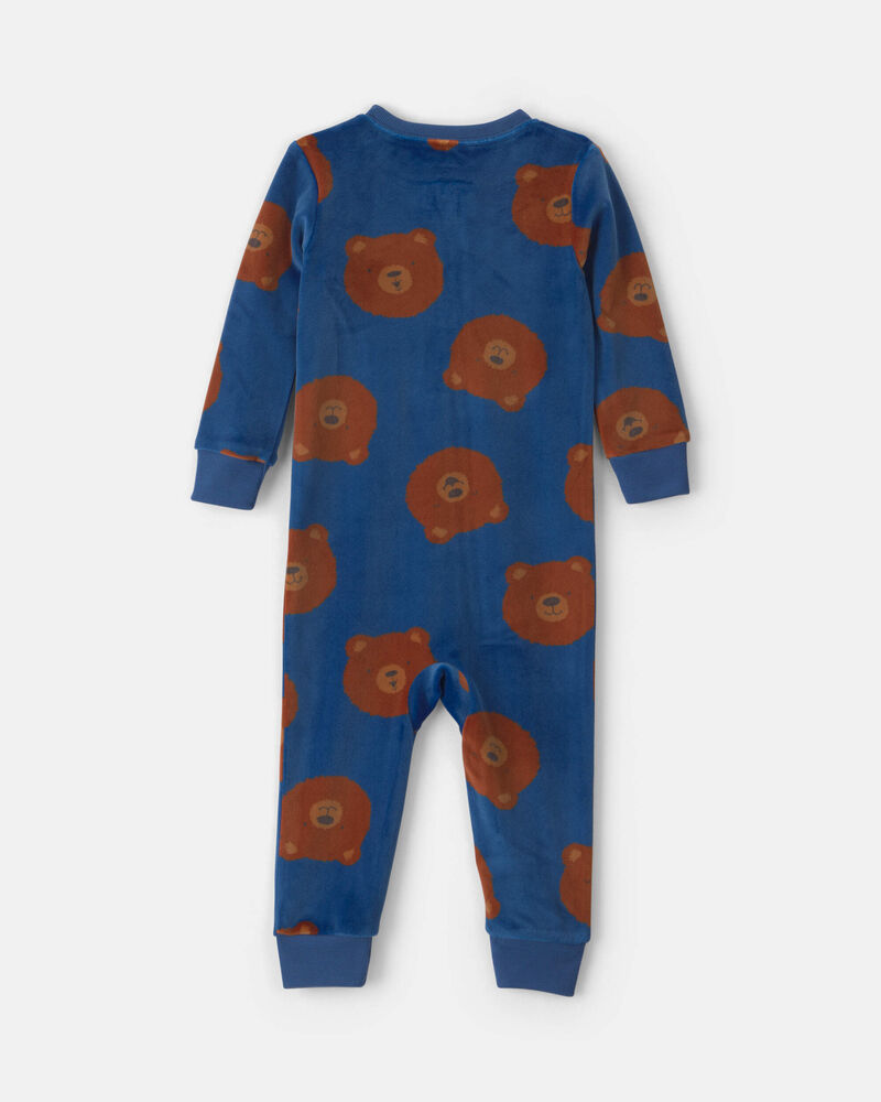 Tout-petit gar&ccedil;on - Pyjama ajust&eacute; 1 pi&egrave;ce en DreamPlush &agrave; motif ourson - Bleu marine, image 2 sur 3 diapositives
