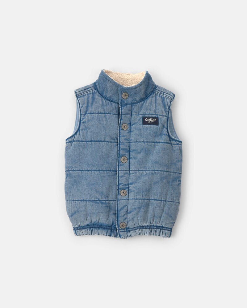 Toddler Boy Corduroy Vest - Blue/Cream, image 1 of 4 slides