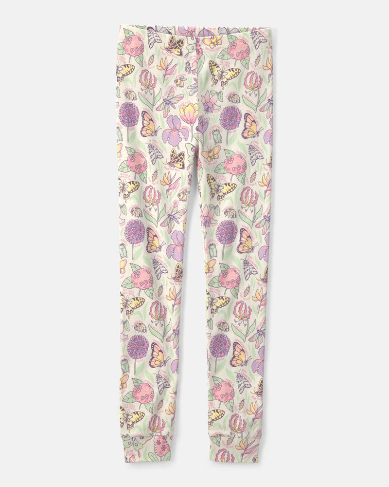 Girls Butterfly 100% Cotton Snug Fit 2-Piece Pyjama Set - Cream, image 4 of 5 slides