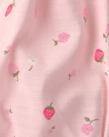 Baby Girl Strawberry Bubble Sleeveless Romper - Pink, 
