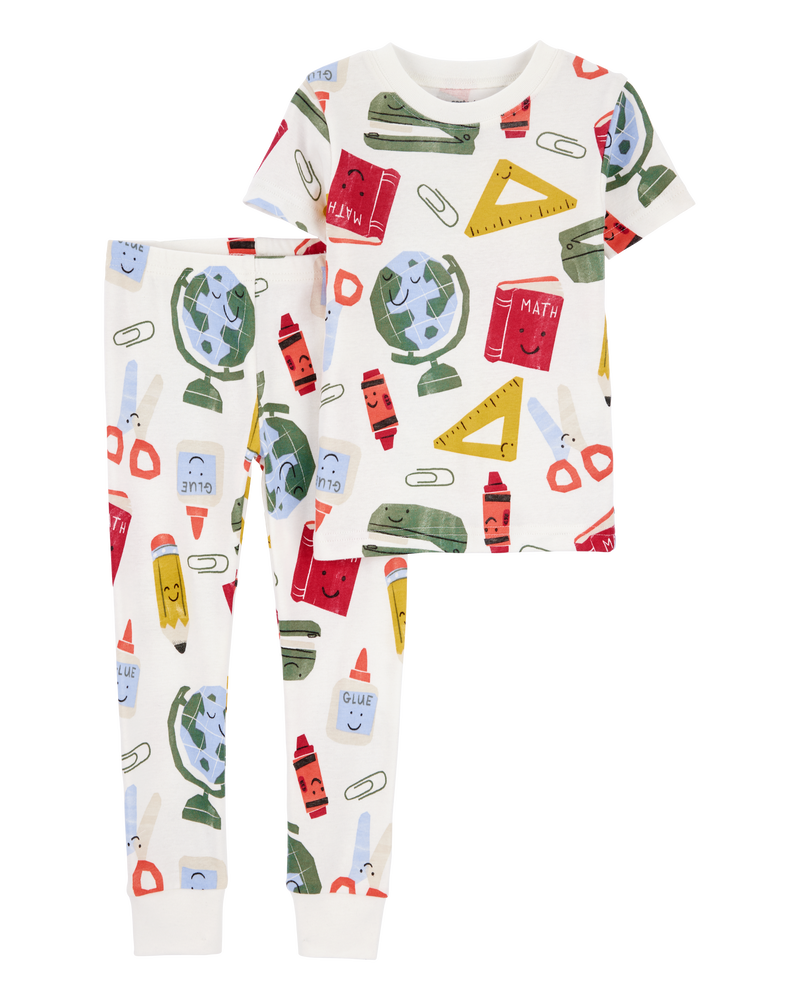 Toddler 2-Piece Back To School Print 100% Snug Fit Cotton Pyjamas, image 1 of 4 slides