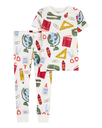 Toddler 2-Piece Back To School Print 100% Snug Fit Cotton Pyjamas, 