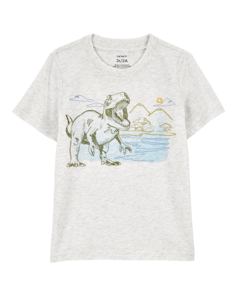 Baby Dinosaur Knit Short-Sleeve Tee - Gray, image 1 of 3 slides