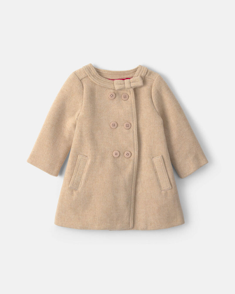 Baby Girl Bow Poplin Jacket - Brown, image 1 of 3 slides