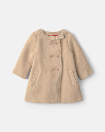 Baby Girl Bow Poplin Jacket - Brown, 