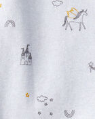 Baby Girl Unicorn Star Print 100% Cotton Long-Sleeve 2-Way Zip Sleeper - Blue, image 3 of 4 slides