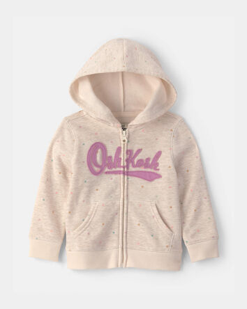 Baby Girl Heart OshKosh Logo Fleece Zip-Up Hoodie - Cream, 