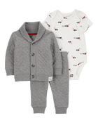 Baby 3-Piece Train Quilted Little Jacket Set, image 1 of 4 slides
