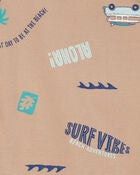 Kid Surfing Print Snug Fit Cotton 4-Piece Pyjamas, image 3 of 4 slides