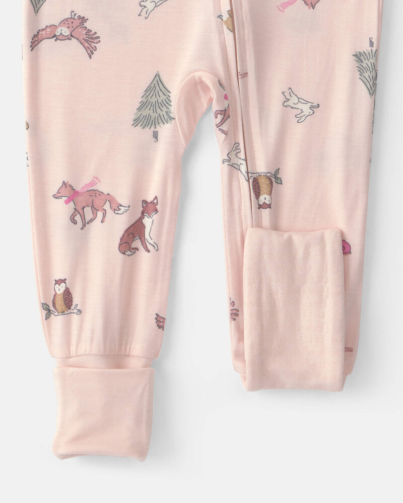 B&eacute;b&eacute; fille - Pyjama ajust&eacute; 1-pi&egrave;ce PurelySoft &agrave; motif Woodland - Rose, image 4 sur 7 diapositives