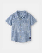 Toddler Boy Bandana Chambray Short-Sleeve Button-Down Shirt - Blue, image 1 of 4 slides